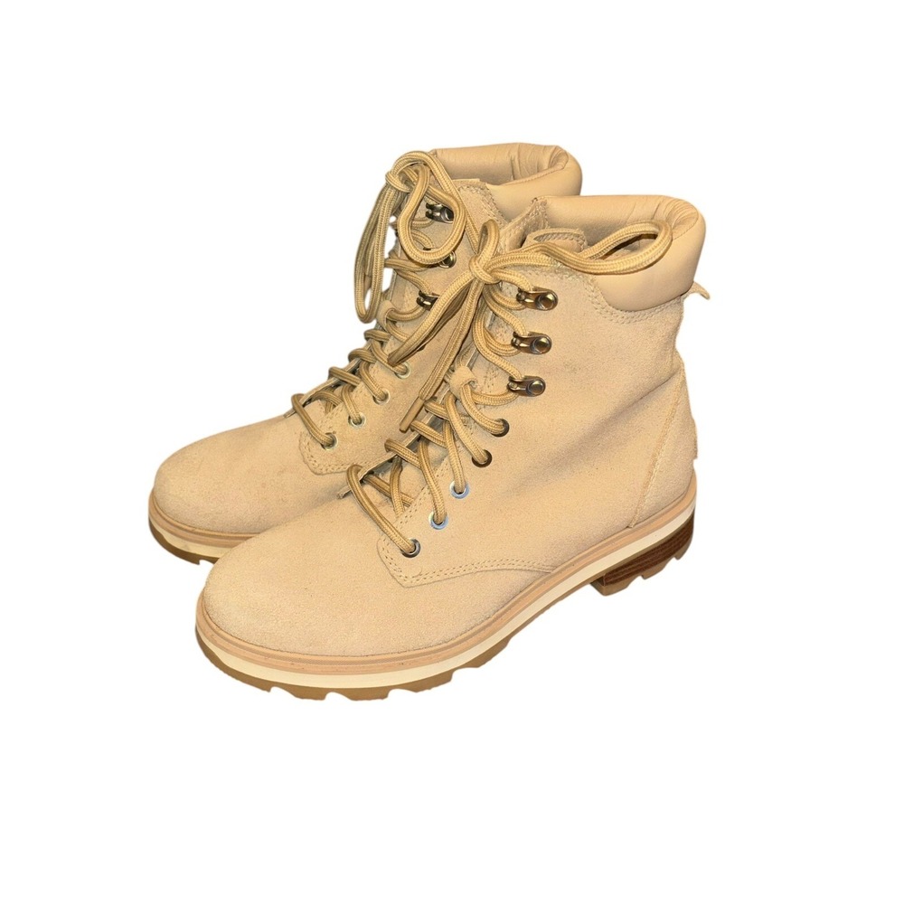 NWOB Sorel Lennox Lace Up Waterproof Combat Boots Ceramic Canoe Tan Women's 10